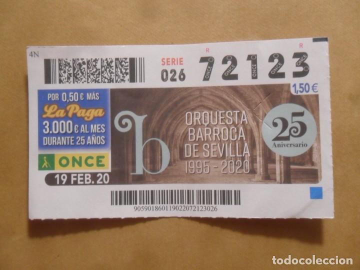 Cupones ONCE: CUPON O.N.C.E. - N&ordm; 72123 - 19 FEBRERO 2020 - ORQUESTA BARROCA DE SEVILLA -