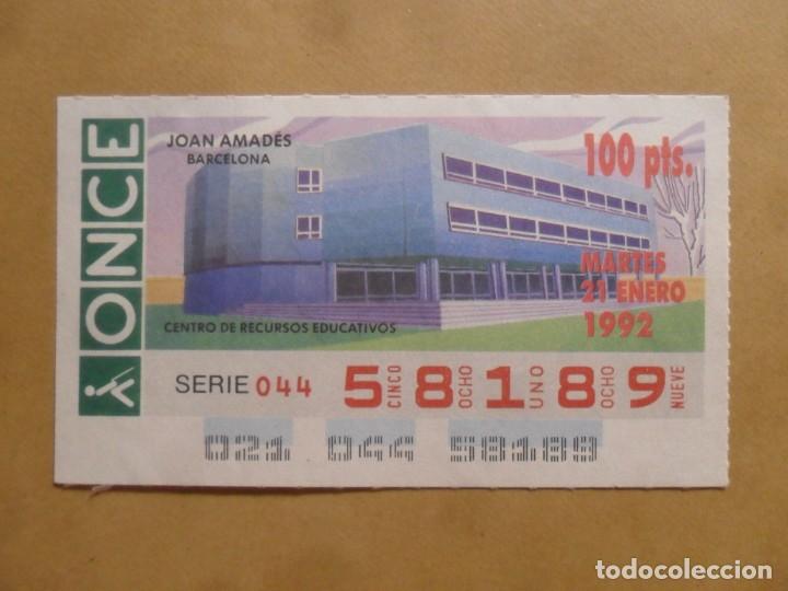 Cupones ONCE: CUPON O.N.C.E. - N&ordm; 58189 - MARTES 21 ENERO 1992 - JOAN AMADES - BARCELONA
