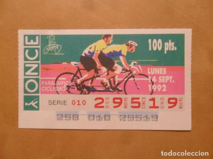 Cupones ONCE: CUPON O.N.C.E. - N&ordm; 29519 - LUNES 14 SEPTIEMBRE 1992 - PARALIMPICS - CICLISMO