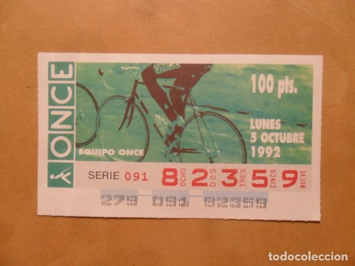 Cupones ONCE: CUPON O.N.C.E. - N&ordm; 82359 - LUNES 5 OCTUBRE 1992 - CICLISMO, EQUIPO ONCE -