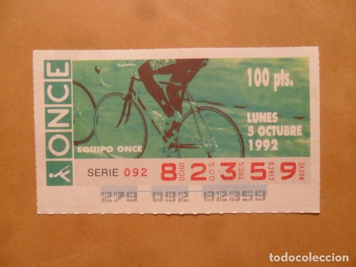Cupones ONCE: CUPON O.N.C.E. - N&ordm; 82359 - LUNES 5 OCTUBRE 1992 - CICLISMO, EQUIPO ONCE -