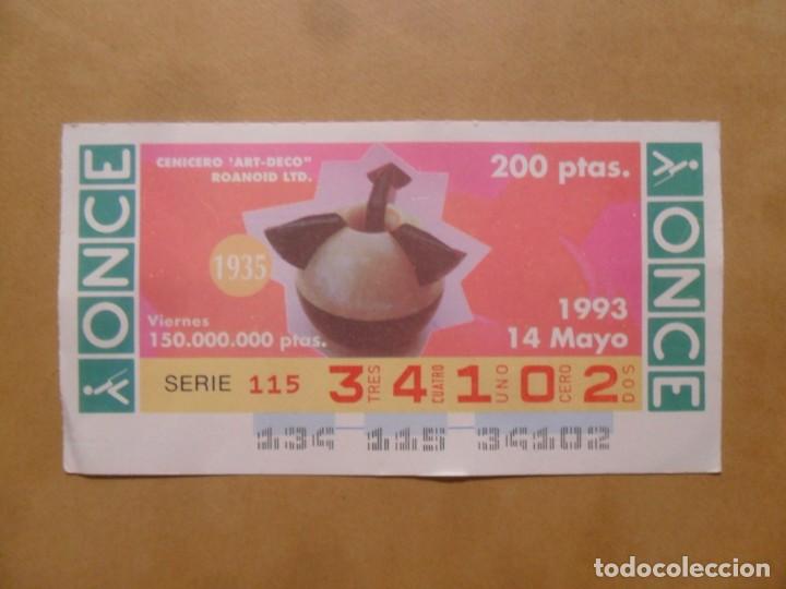 Cupones ONCE: CUPON O.N.C.E. - N&ordm; 34102 - VIERNES 14 MAYO 1993 - CENICERO ART-DECO - ROANOID LTD. -
