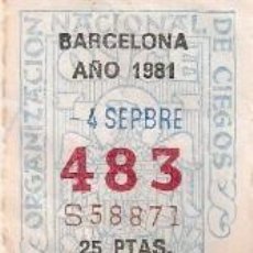 Cupones ONCE: ONCE BARCELONA TIRA 5 CUPONES 4 SEPTIEMBRE 1981. Lote 219228191