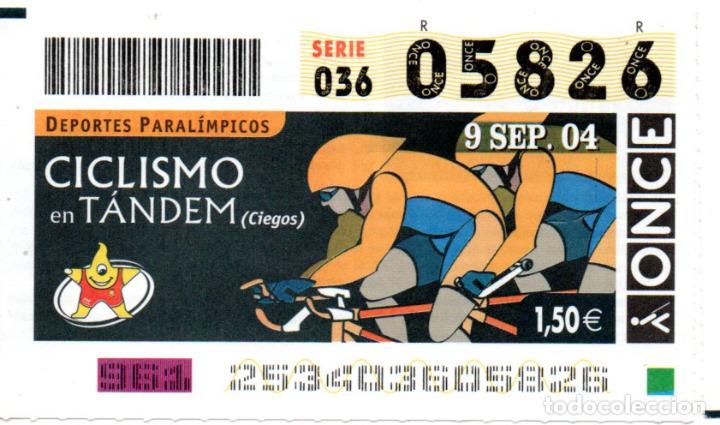 Cupones ONCE: CUP&Oacute;N DE LA ONCE - A&Ntilde;O 2004 - 9 DE SEPTIEMBRE - DEPORTES PARAL&Iacute;MPICOS: CICLISMO EN TANDEM -