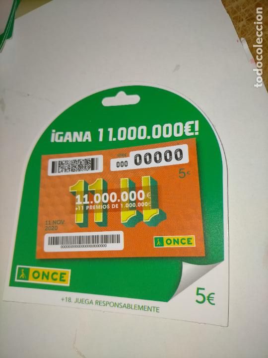 ONCE Coupons: publicidad carton troquelado once 11 11 de 5 euros