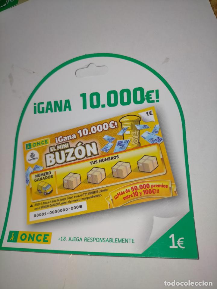 ONCE Coupons: publicidad carton troquelado once buz&oacute;n de 1 euros