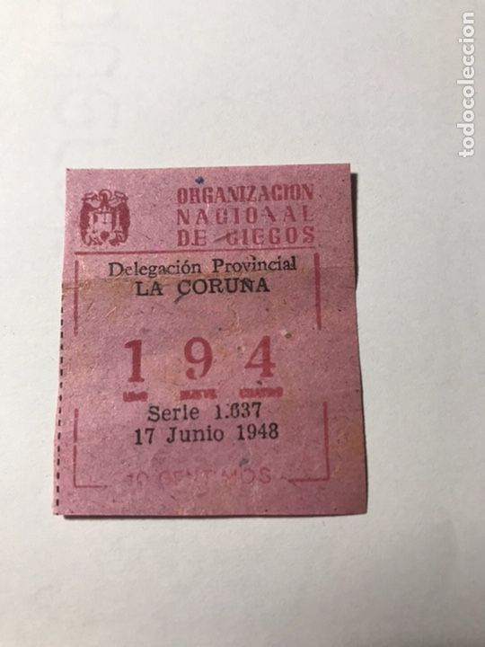 Cupones ONCE: Cupon Once 1948 La Coru&ntilde;a (10 Ctms) - Foto 1