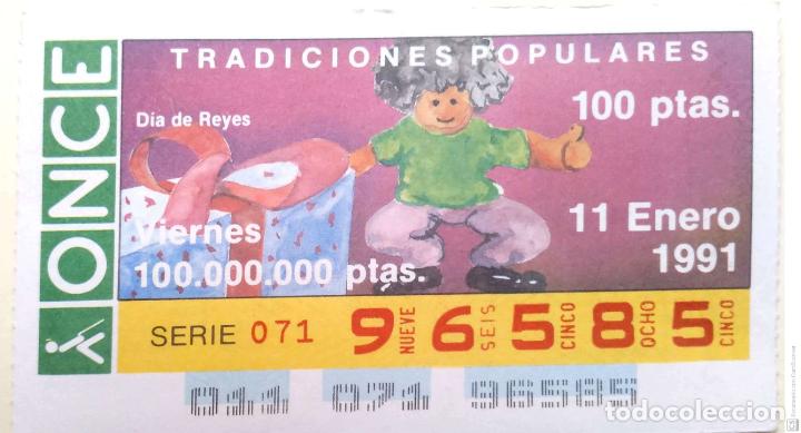Cupones ONCE: Espa&ntilde;a. ONCE. 1991. Tradiciones Populares: D&iacute;a de Reyes. Fecha: 11 enero