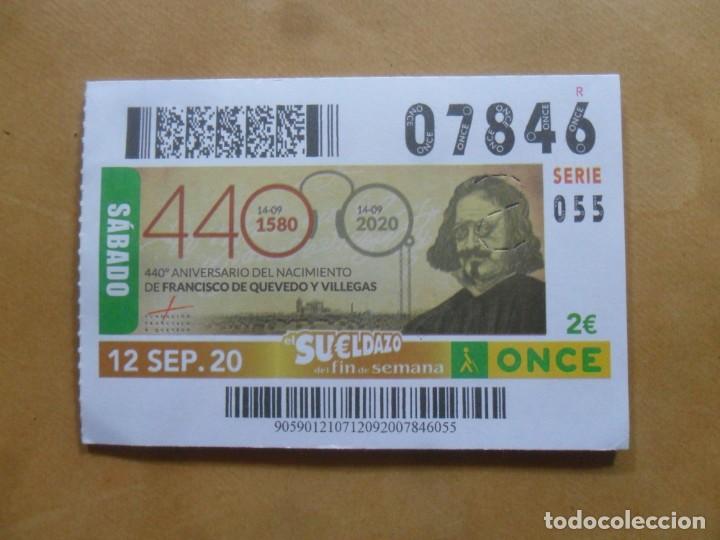 Cupones ONCE: CUPON O.N.C.E. - N&ordm; 07846 - 12 SEPTIEMBRE 2020 - FRANCISCO DE QUEVEDO -