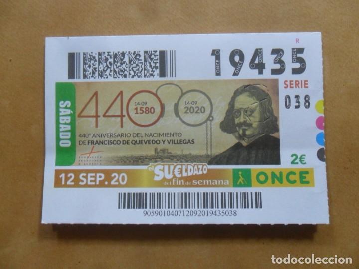 Cupones ONCE: CUPON O.N.C.E. - N&ordm; 19435 - 12 SEPTIEMBRE 2020 - FRANCISCO DE QUEVEDO -