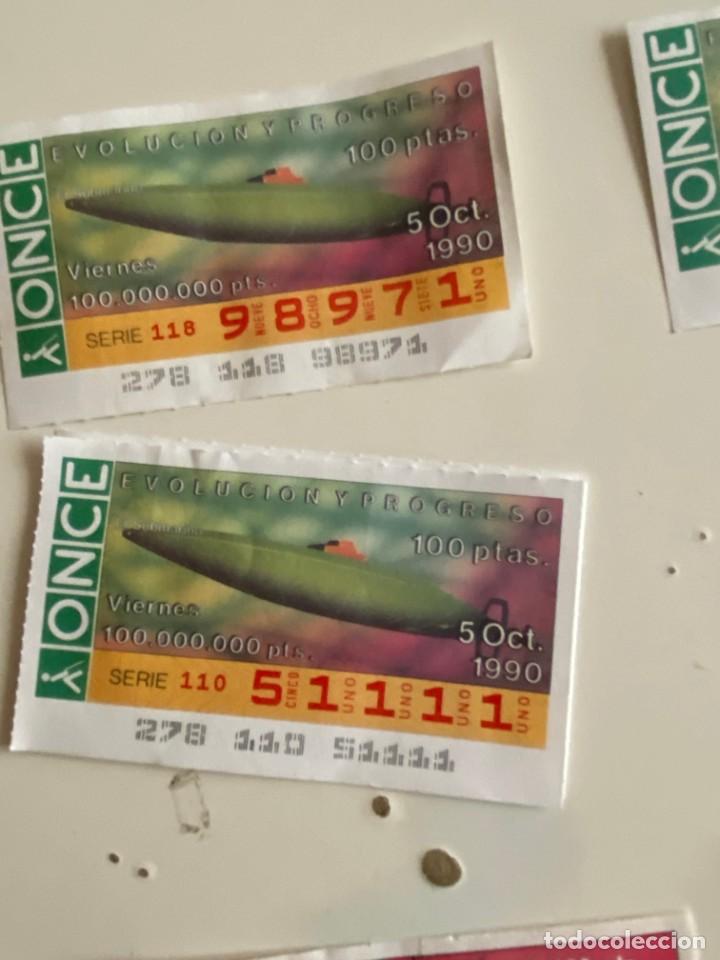 Billets ONCE: C- 2002 CUPON LA ONCE EVOLUCION Y PROGRESO SERIE 073110 N&ordm; 51111 5 OCT 1990