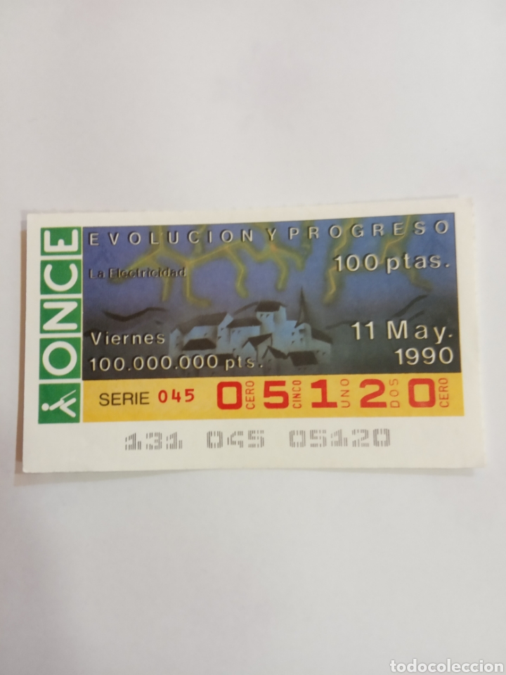 Cupones ONCE: CUP&Oacute;N DE LA ONCE DEL 11 DE MAYO DE 1990 EVOLUCI&Oacute;N Y PROGRESO ELECTRICIDAD - Foto 1