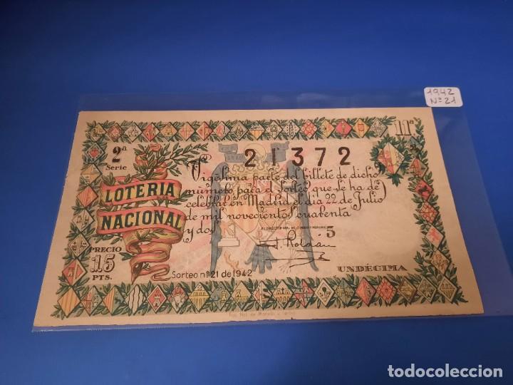 Cupones ONCE: Loteria 1942 sorteo 21