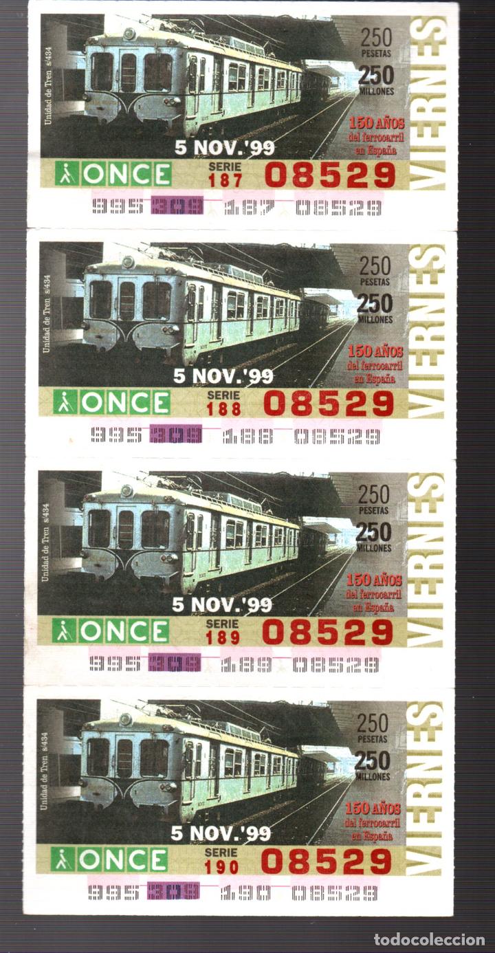 Cupones ONCE: 4 CUPONES DE LA ONCE - 5 DE NOVIEMBRE DE 1999 - 150 A&Ntilde;OS DEL FERROCARRIL EN ESPA&Ntilde;A -