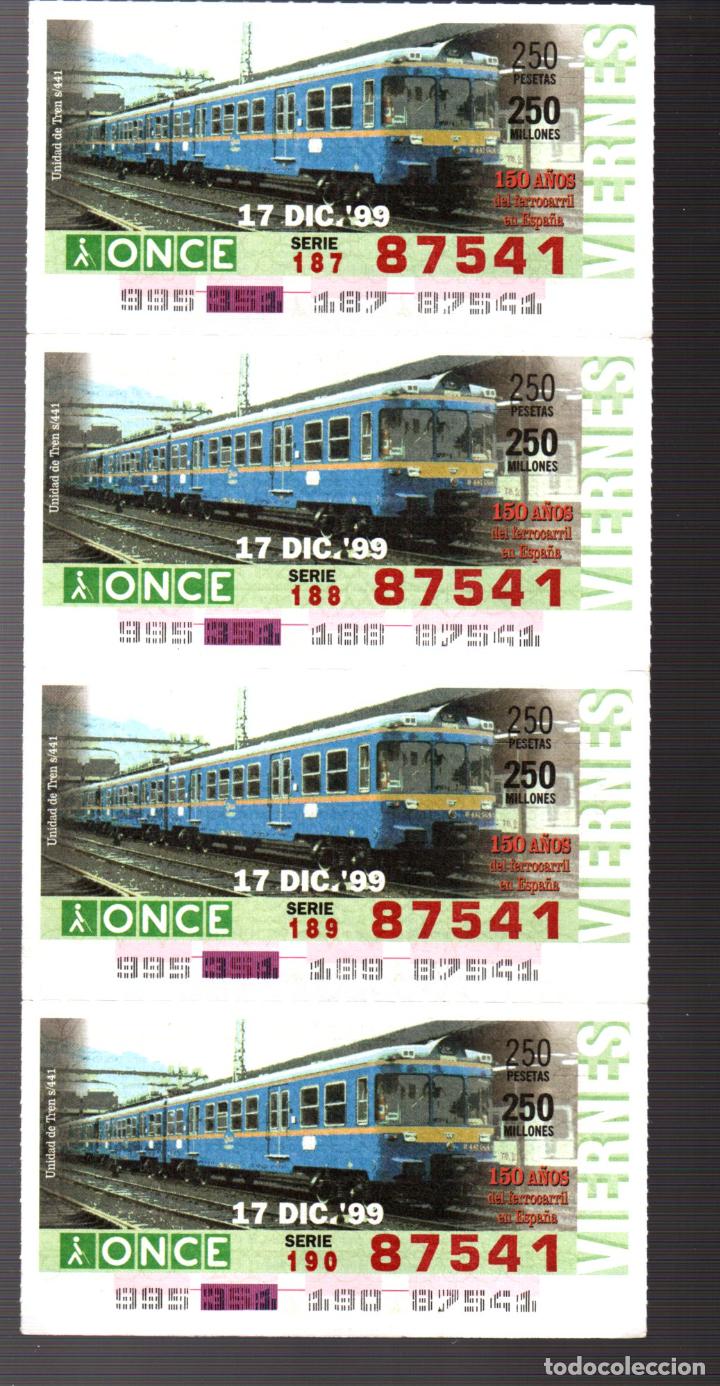 Cupones ONCE: 4 CUPONES DE LA ONCE - 17 DE DICIEMBRE DE 1999 - 150 A&Ntilde;OS DEL FERROCARRIL EN ESPA&Ntilde;A -