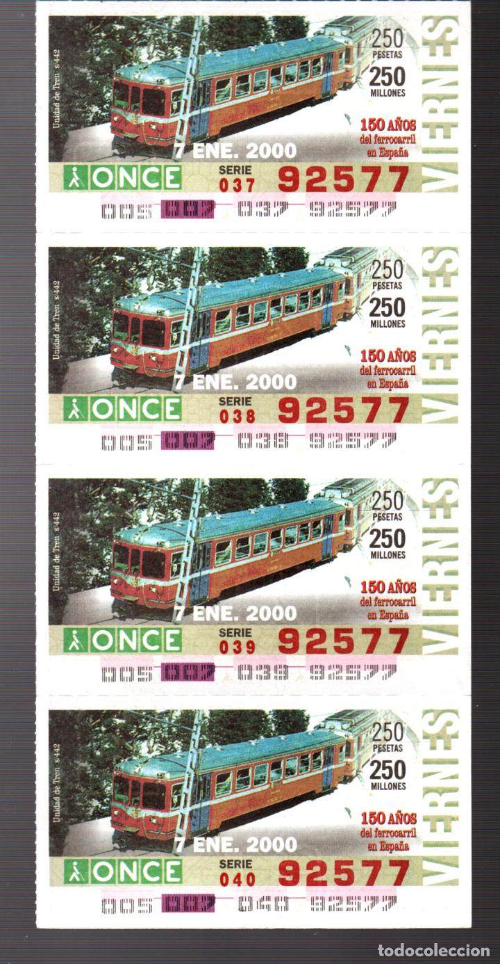 Cupones ONCE: 4 CUPONES DE LA ONCE - 7 DE ENERO DE 2000 - 150 A&Ntilde;OS DEL FERROCARRIL EN ESPA&Ntilde;A -