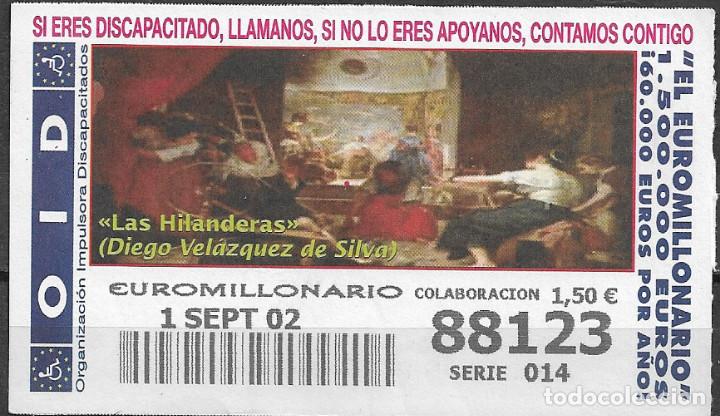 Cupones ONCE: OID,LAS HILANDERAS,VELAZQUEZ,01/09/2002. - Foto 1
