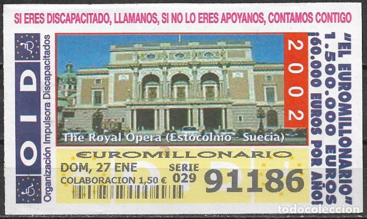 Cupones ONCE: OID,REAL OPERA,ESTOCOLMO,SUECIA.27/01/2002. - Foto 1