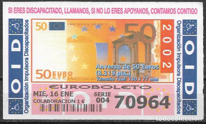 Cupones ONCE: OID,ANVERSO DE 50 EUROS,16/01/2002. - Foto 1