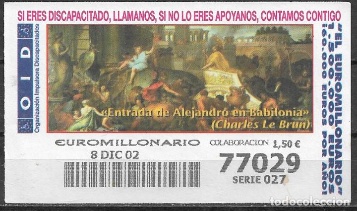 Cupones ONCE: OID,ENTRADA DE ALEJANDRO EN BABILONIA,LE BRUN,08/12/2002. - Foto 1