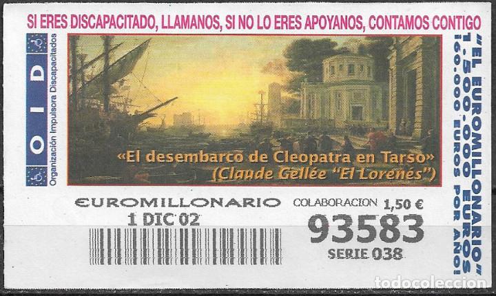 Cupones ONCE: OID,DESEMBARCO DE CLEOPATRA EN TARSO,EL LORENES,01/12/2002. - Foto 1
