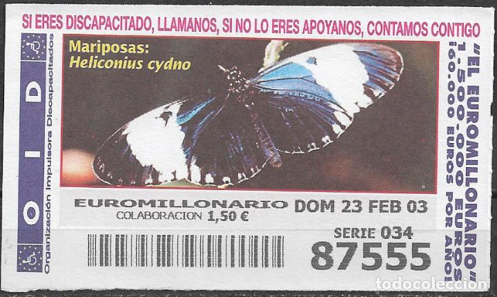 Cupones ONCE: OID,MARIPOSAS,23/02/2003. - Foto 1