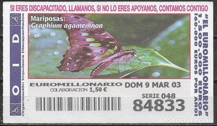 Cupones ONCE: OID,MARIPOSAS,09/03/2003. - Foto 1