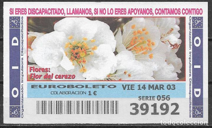 Cupones ONCE: OID,FLORES,CEREZO,14/03/2003. - Foto 1