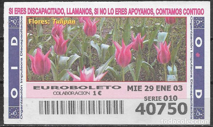 Cupones ONCE: OID,FLORES,TULIPAN,29/01/2003. - Foto 1