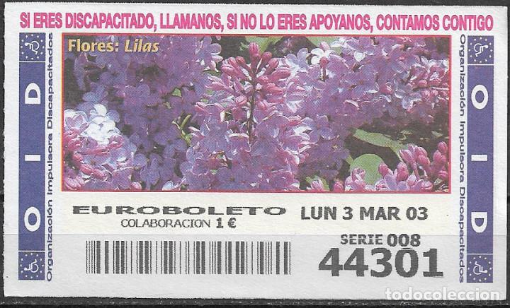 Cupones ONCE: OID,FLORES,LILAS, 03/03/2003. - Foto 1