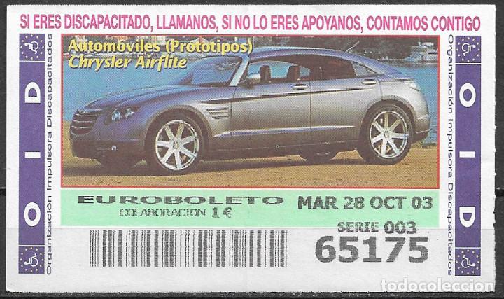 Cupones ONCE: OID,AUTOMOVILES,28/10/2003. - Foto 1