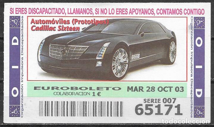 Cupones ONCE: OID,AUTOMOVILES,28/10/2003. - Foto 1