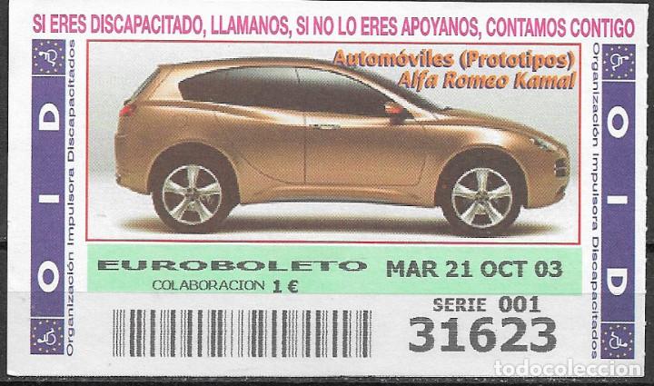 Cupones ONCE: OID,AUTOMOVILES,21/10/2003. - Foto 1