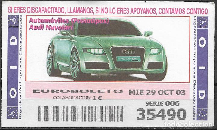 Cupones ONCE: OID,AUTOMOVILES,29/10/2003. - Foto 1
