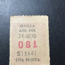 Cupones ONCE: LOTERIA CUPON ONCE 1958 SEVILLA 28 JULIO. Lote 242376780