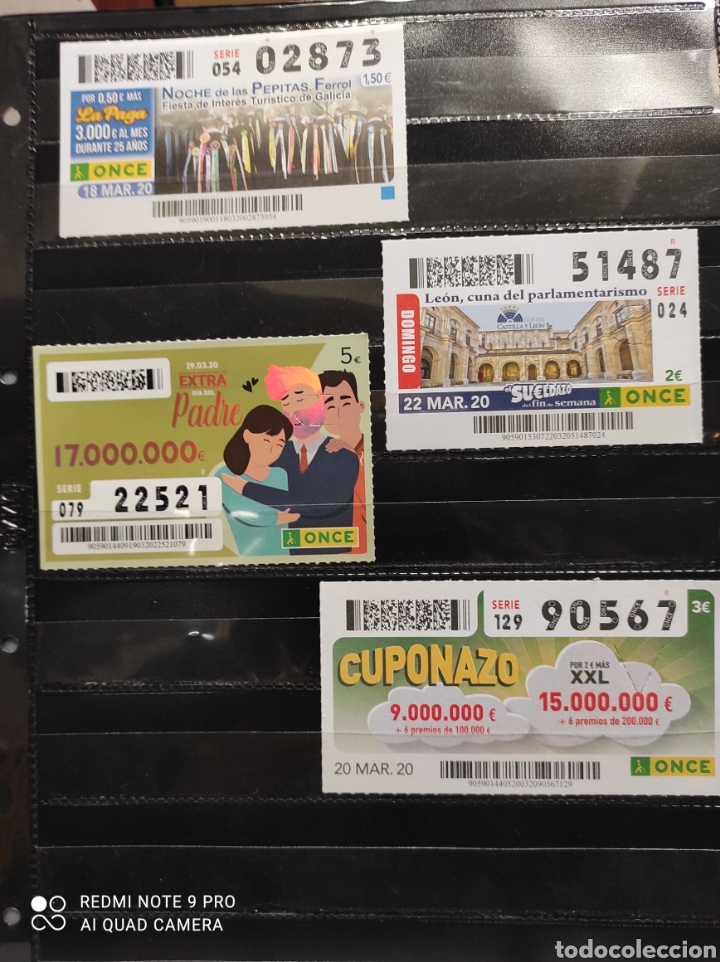Cupones ONCE: Lote de 4 cupones ONCE no sorteados por COVID
