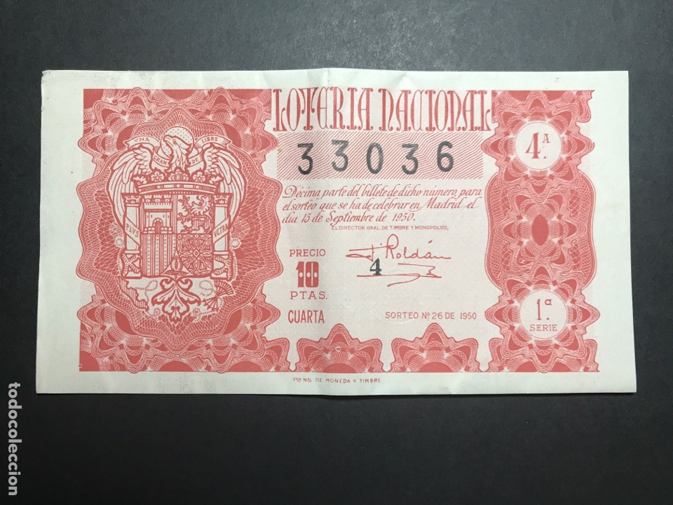 Cupones ONCE: Loteria A&ntilde;o 1950 sorteo 26 - Foto 1