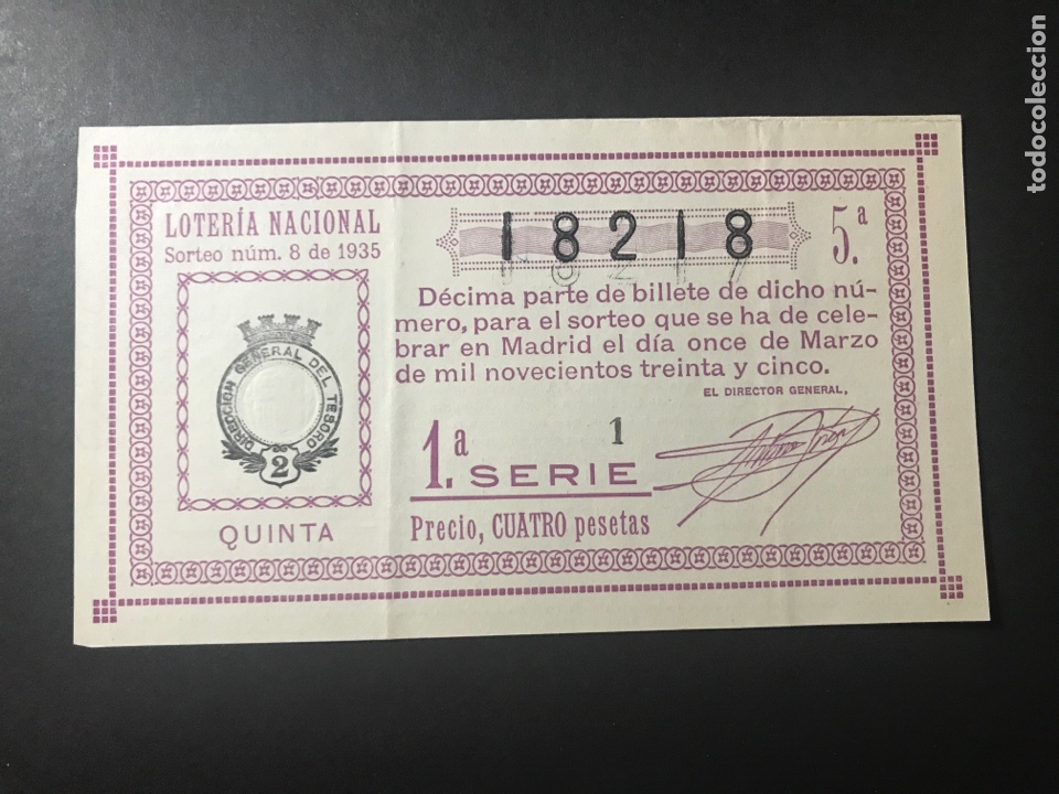 Cupones ONCE: Loteria A&ntilde;o 1935 sorteo 8 - Foto 1