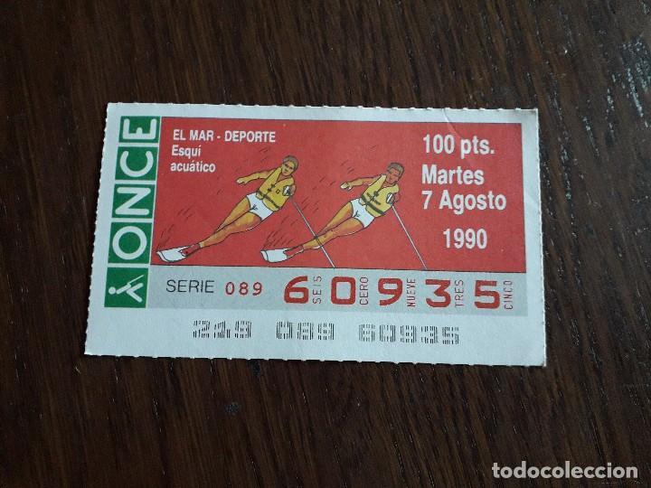 Cupones ONCE: cup&oacute;n once 07-08-90, el mar - deporte, esqu&iacute; acu&aacute;tico.