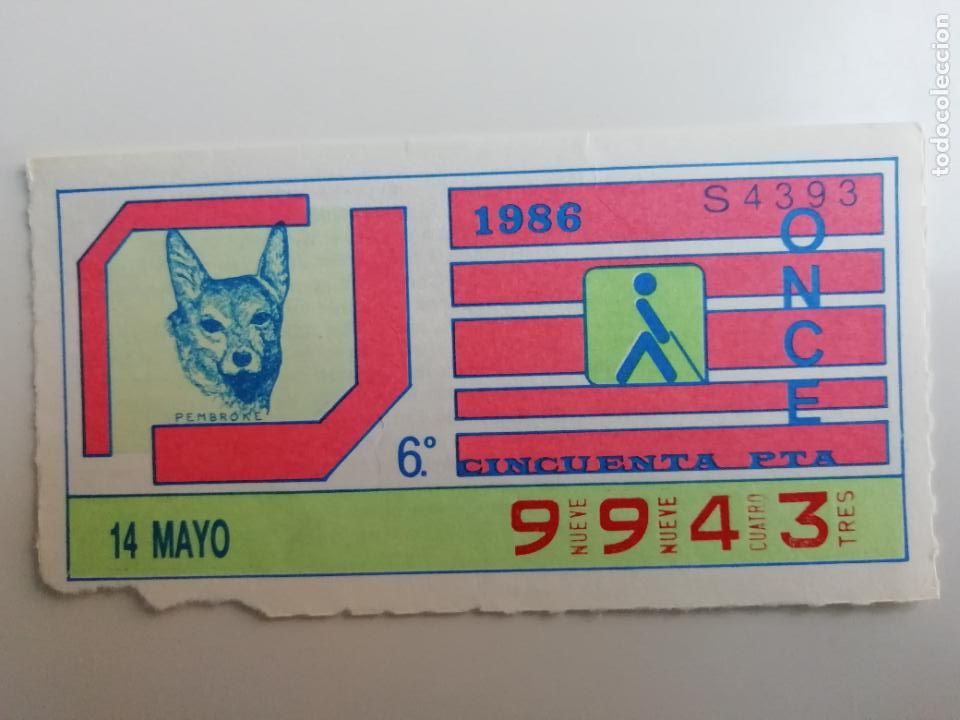 Cupones ONCE: Cup&oacute;n de la ONCE de mayo 1986 N&ordm; Serie Razas de perro - Foto 1