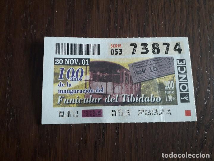 Billets ONCE: cup&oacute;n once 20-11-01, 100 a&ntilde;os de la inauguraci&oacute;n del funicular del Tibidabo.