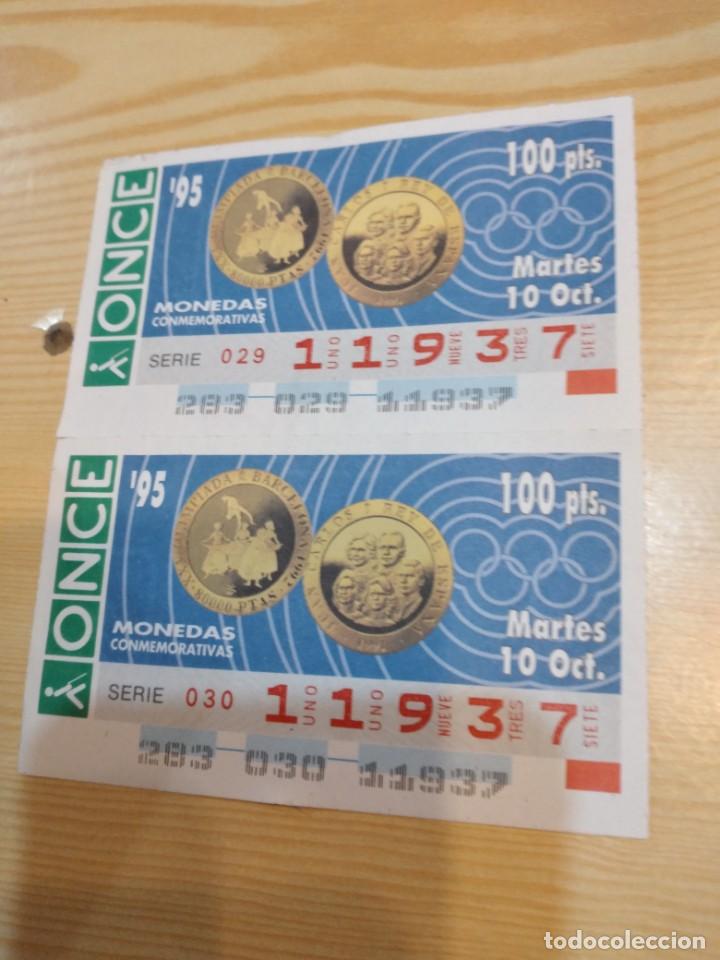 ONCE Coupons: R-44N CUPON DE LA ONCE MARTES 1995 10 OCTUBRE MONEDAS CONMEMORATIVAS