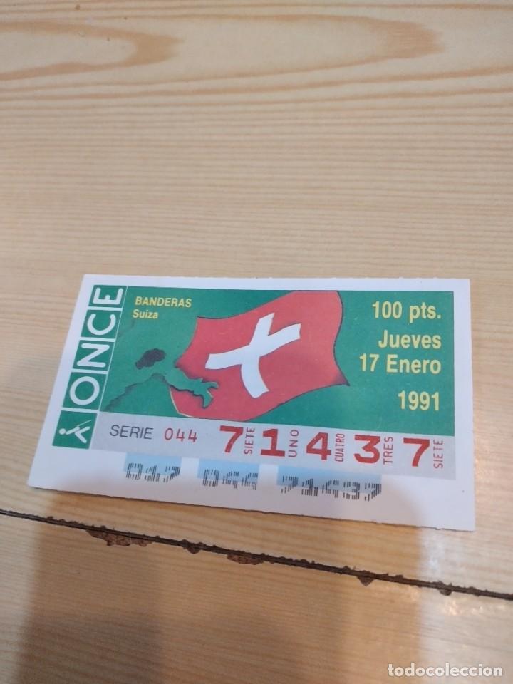 ONCE Coupons: R-44N CUPON DE LA ONCE 1991 LUNES 17 ENERO BANDERAS SUIZA