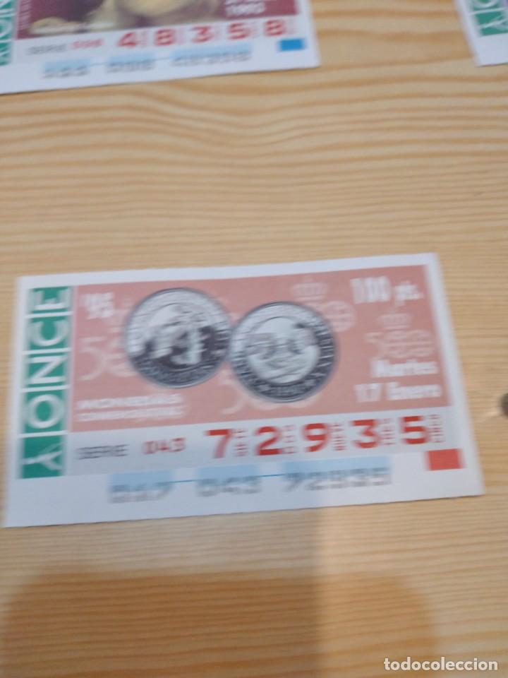 ONCE Coupons: R-44N CUPON DE LA ONCE 1995 MARTES 17 ENERO MONEDAS CONMEMORATIVAS