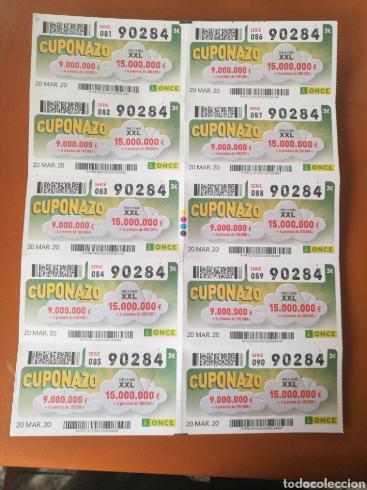 Cupones ONCE: (NO VENDIDO) 20/MARZO/2020 (HOJA COMPLETA) - Foto 1