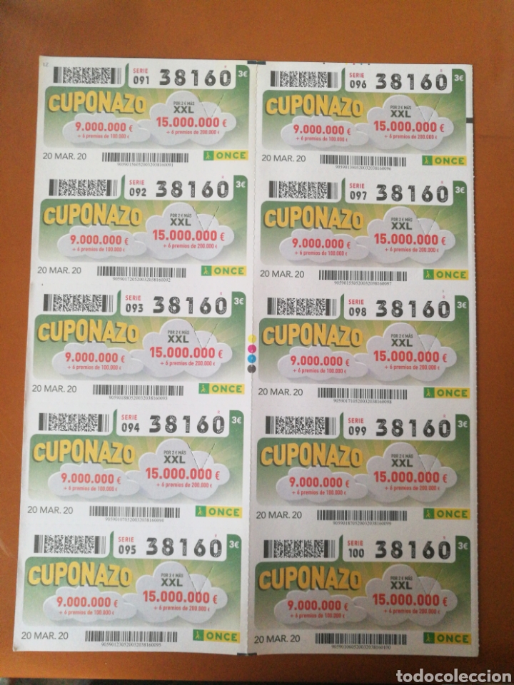 Cupones ONCE: (no vendido) 20/MARZO/2020 (HOJA COMPLETA) - Foto 1