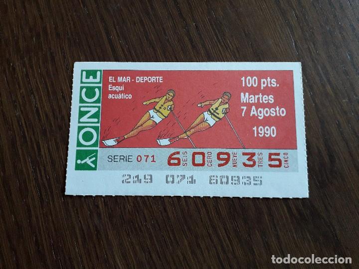 Cupones ONCE: cup&oacute;n once 07-08-90, el mar - deporte, esqu&iacute; acu&aacute;tico.
