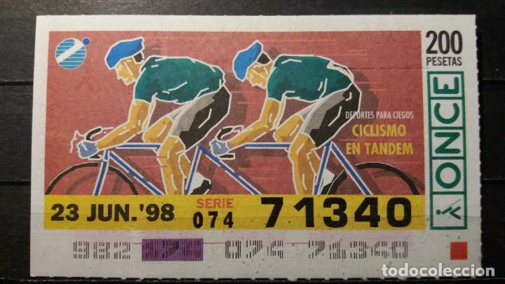 Cupones ONCE: C. Once. Deportes para Ciegos. Ciclismo en tandem. 23 de Junio 1998. N&ordm; 71340.