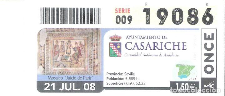 Cupones ONCE: 1 DECIMO O CUPON ONCE - 21 JULIO 2008 - CASARICHE ( SEVILLA ) - MOSAICO JUICIO DE PARIS