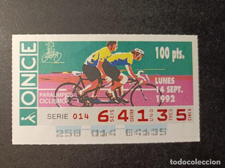 Cupones ONCE: C. Once. Paralinpics Ciclismo. 14 de Septiembre 1992. N&ordm; 64135.